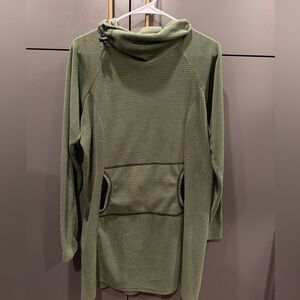 Melanzana Women’s Large Micro Grid Fleece Hoodie Sage Green Colorado